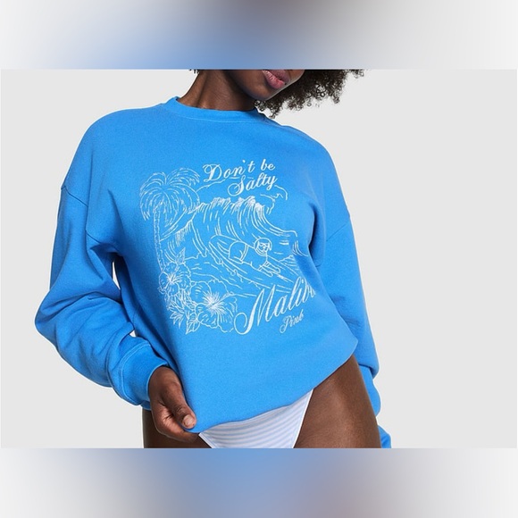 PINK ivy fleece oversized crew neck sweater - Picture 1 of 4
